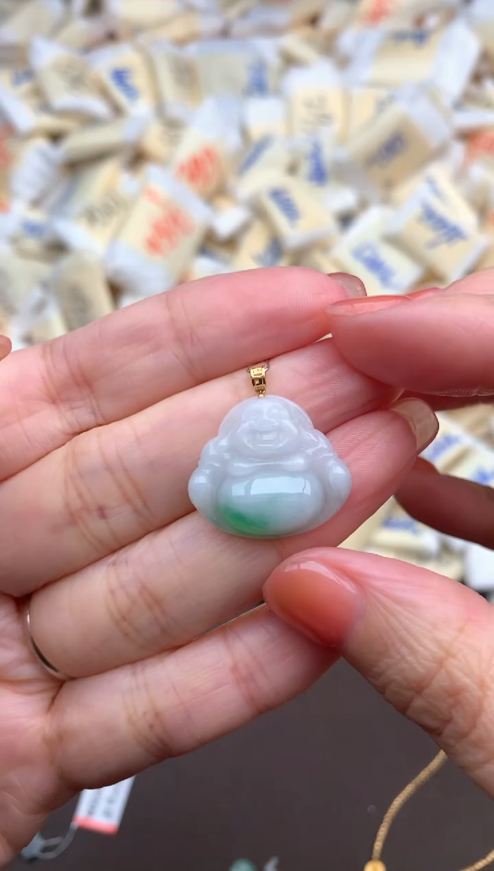 【闪购商品】翡翠挂件18K金镶嵌一