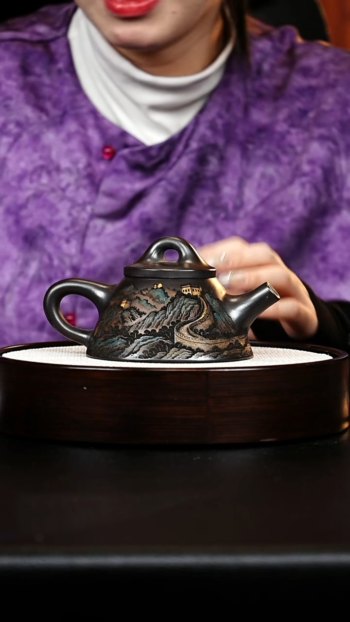 茶壶紫砂石瓢壶 