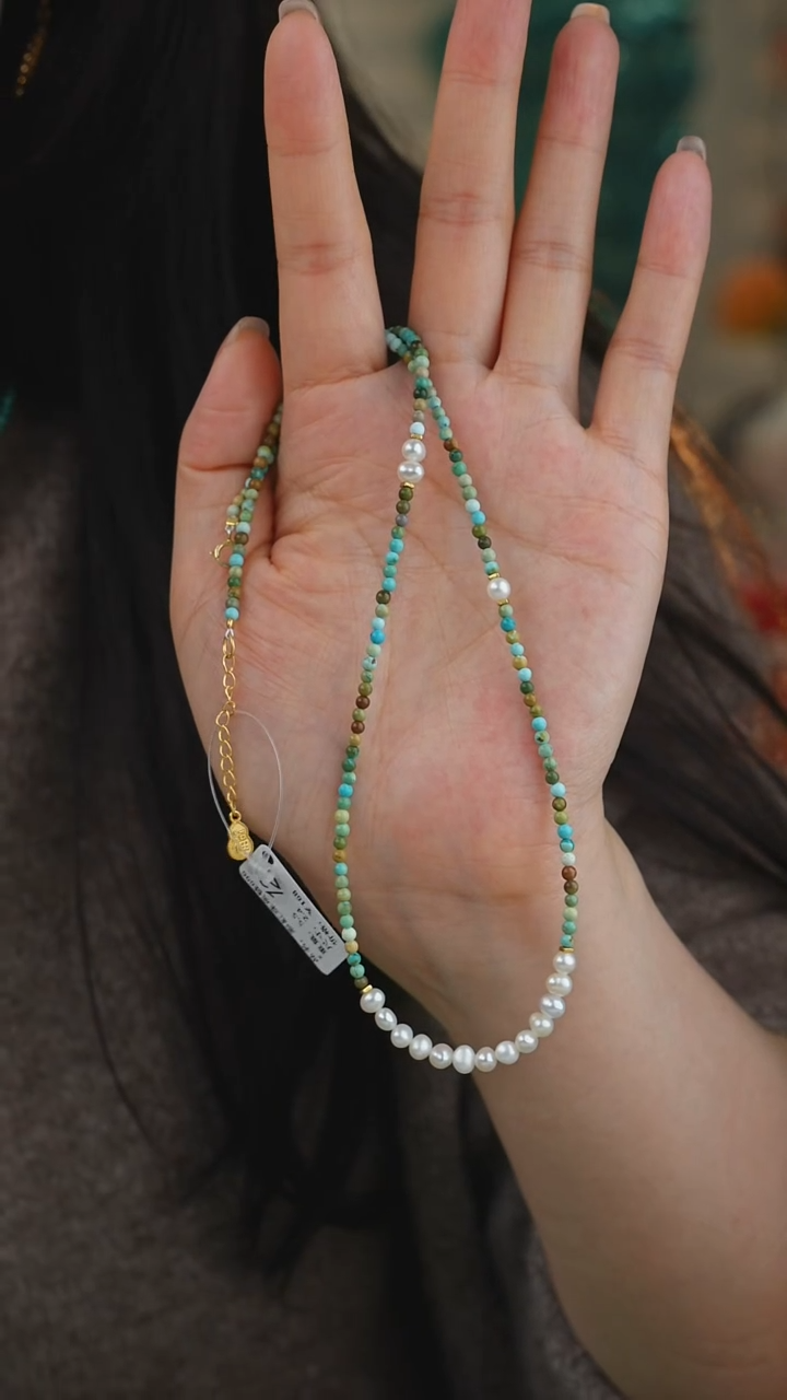 【闪购商品】绿松石项链银S925镀金镶嵌多样性发货