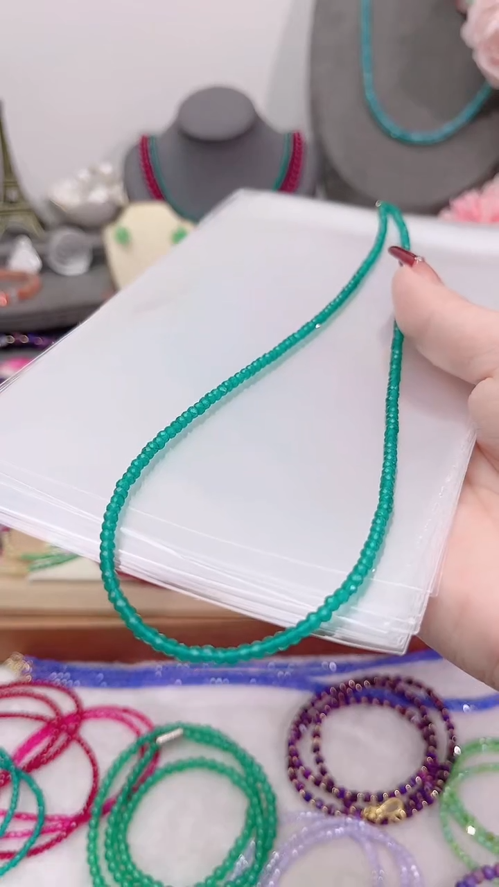 颈饰银S925镶嵌祖母绿算盘刻99