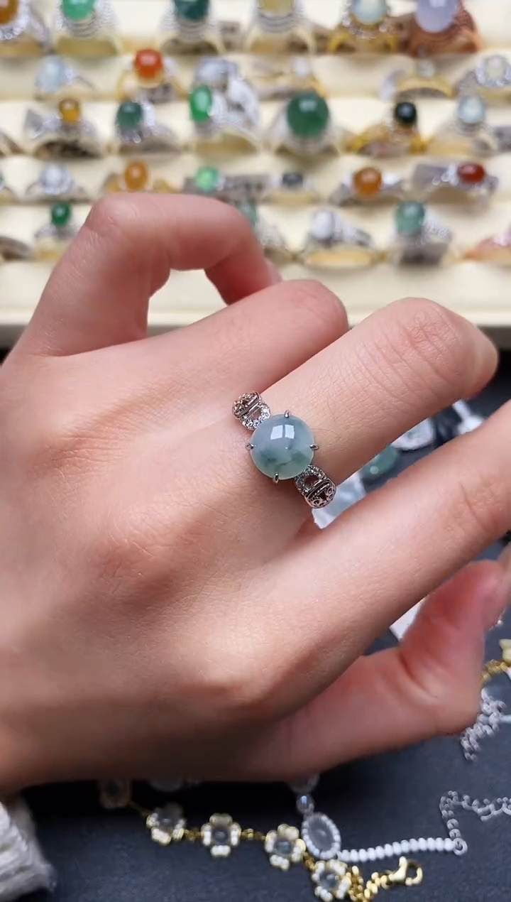 【闪购商品】翡翠戒指银S925镶嵌1111111+10