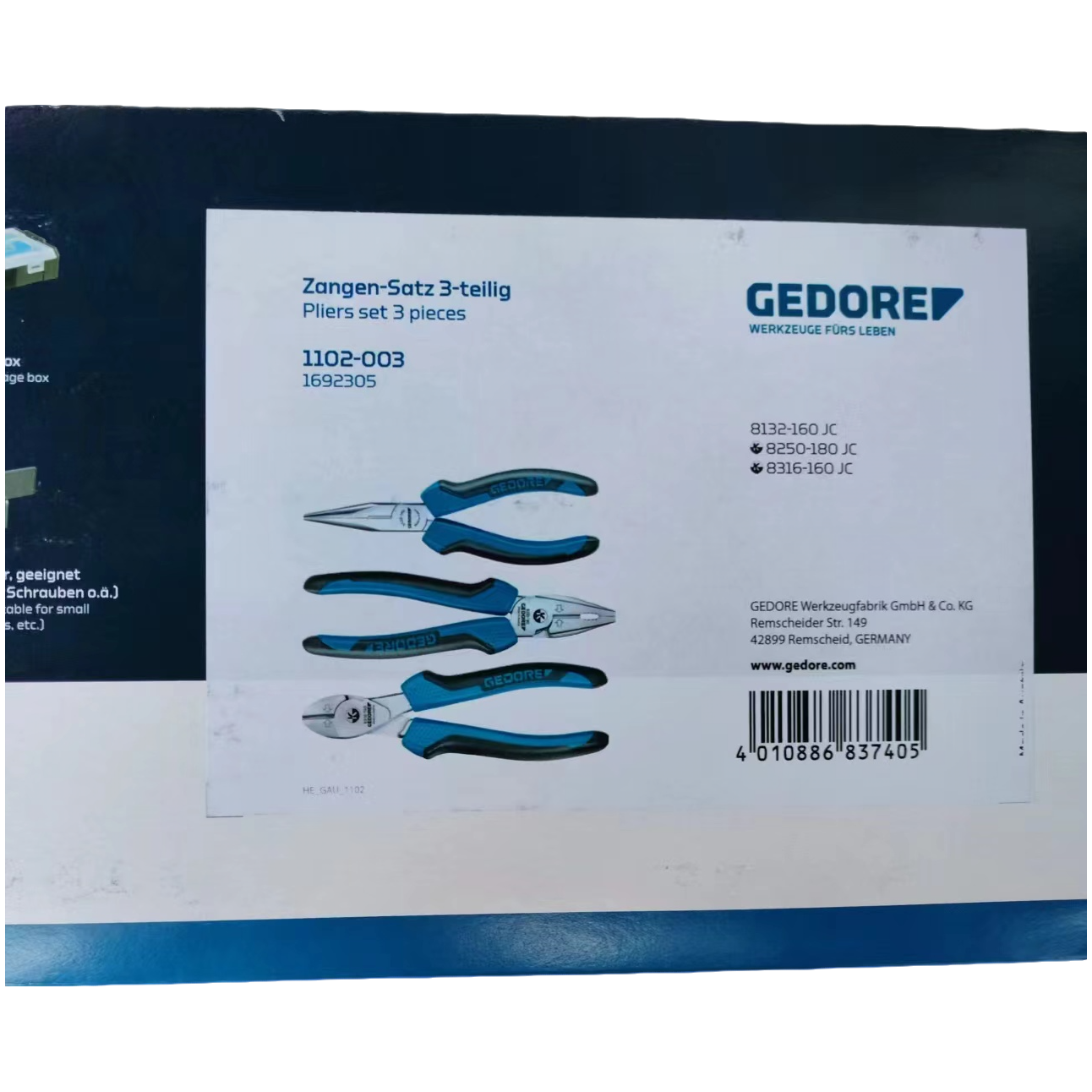 GEDORE/吉多瑞1102-003钳子套装(7寸钢丝+6寸尖嘴+6寸重斜)