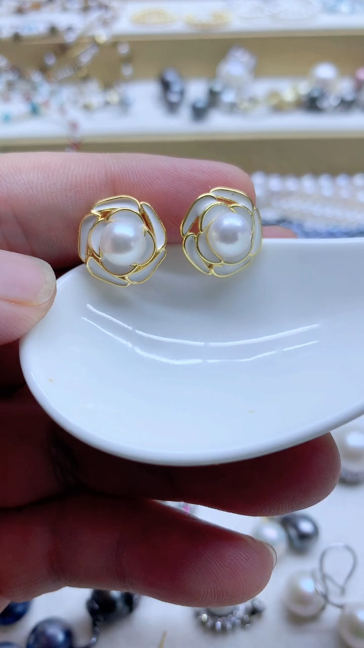 未镶嵌耳饰淡水珍珠7mm