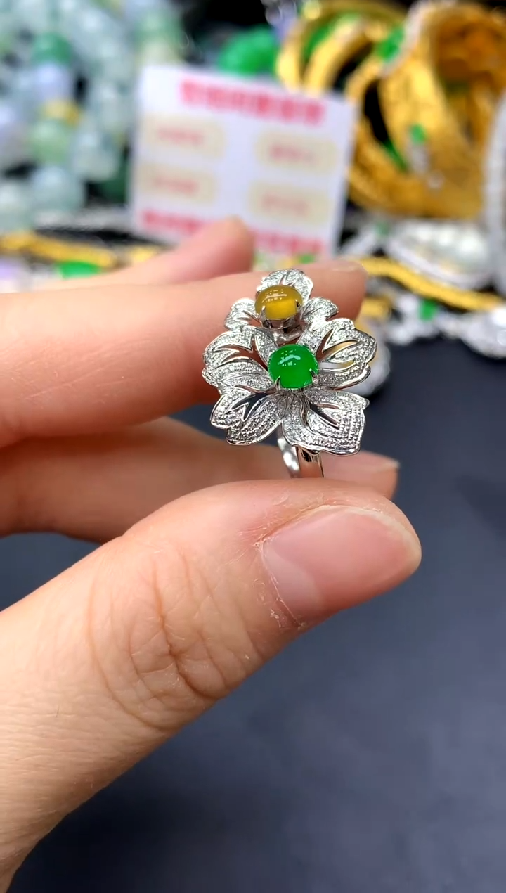 18K金镶嵌戒指翡翠469-中国好珍宝