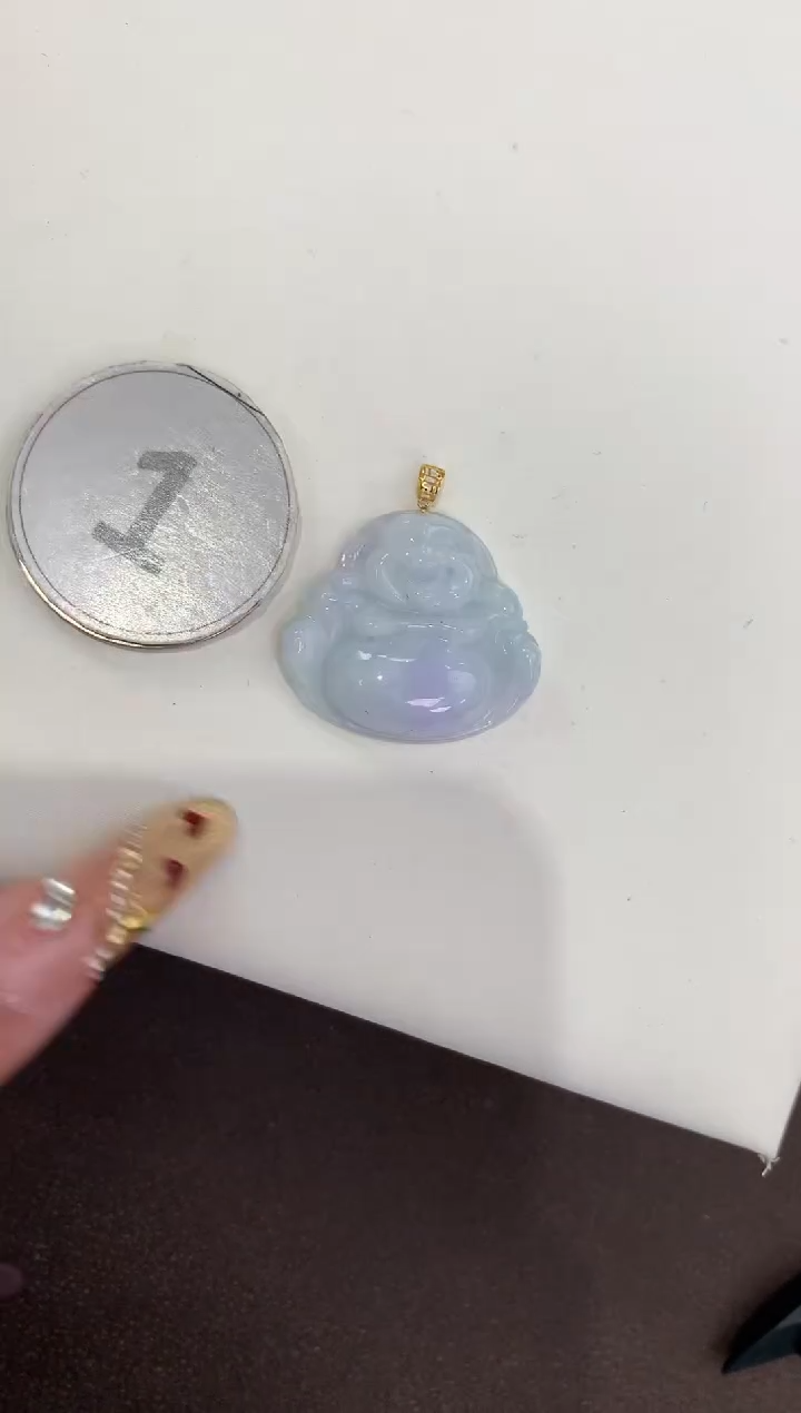 颈饰18K金镶嵌翡翠天然缅甸a货翡翠