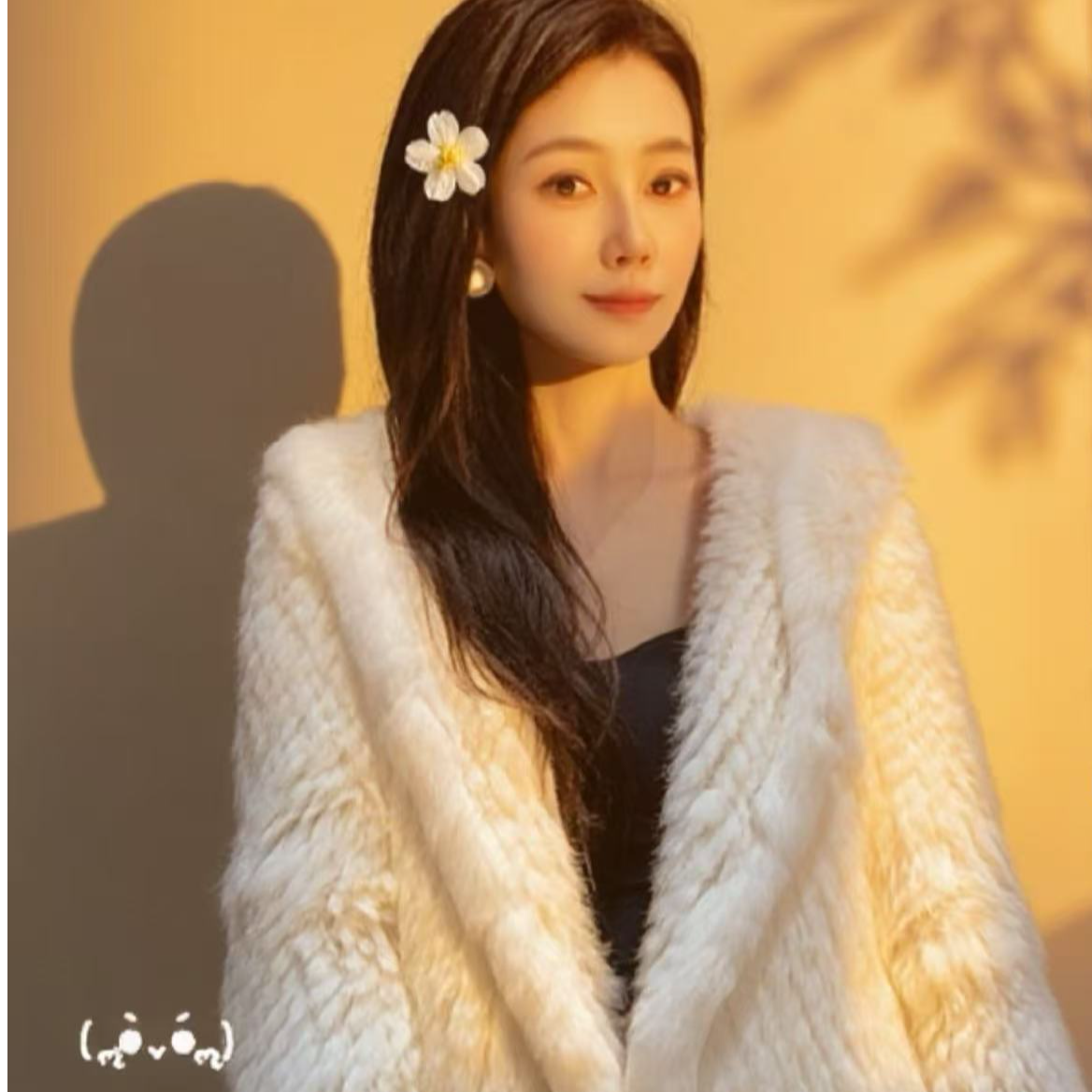 【88643】新款时尚连帽冬季狐狸毛气质白色少女秋冬短外套宽松