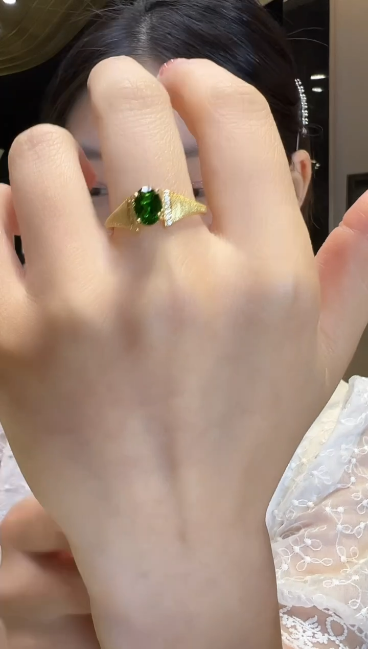 戒指透辉石银S925镶嵌29【