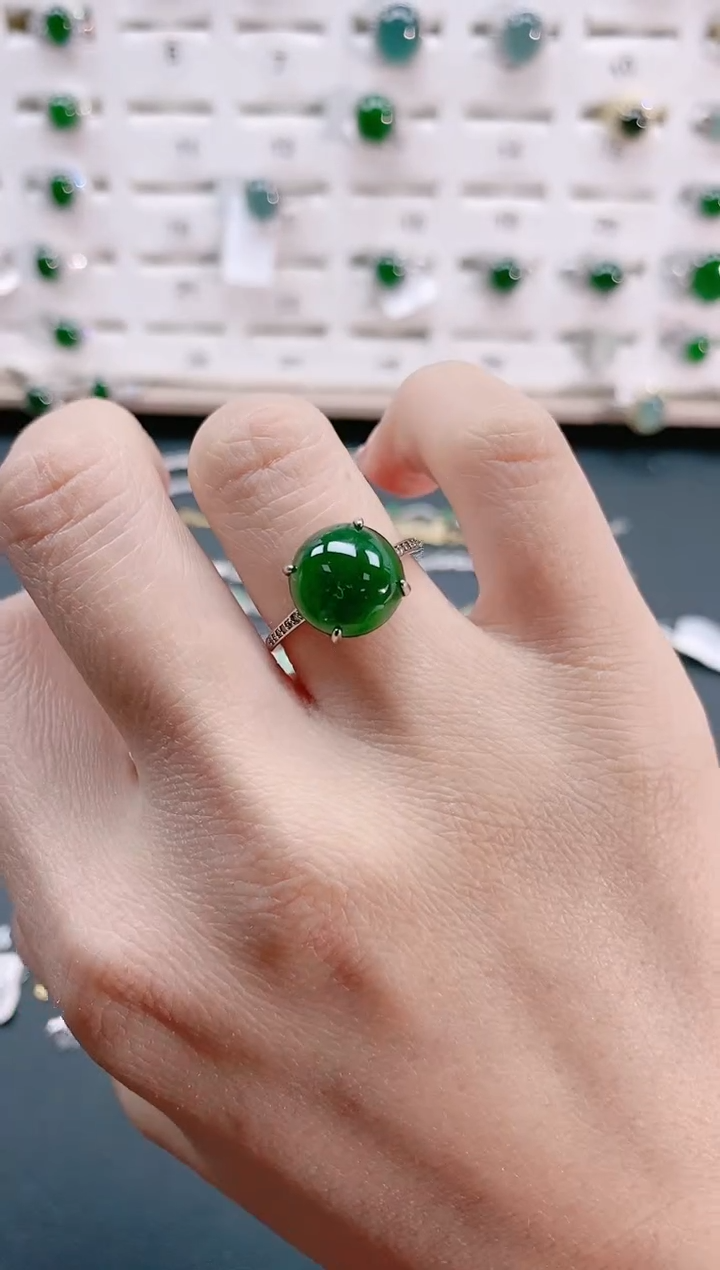 【闪购商品】翡翠戒指银S925镶嵌天然翡翠