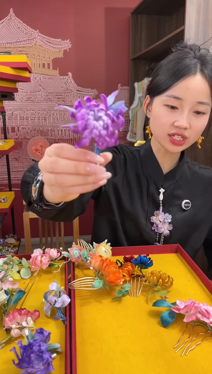 【闪购商品】刺绣非遗绒花（发饰）