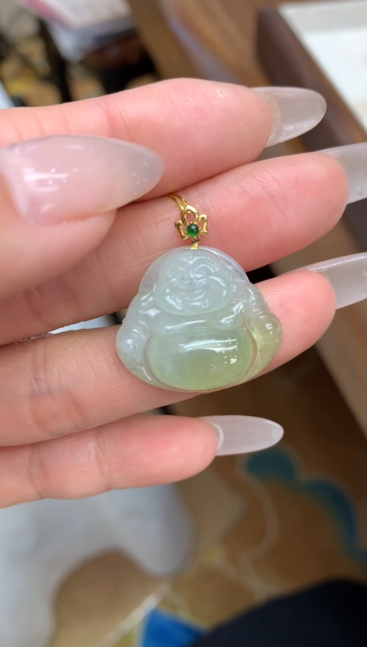 【闪购商品】翡翠颈饰18K金镶嵌佛公