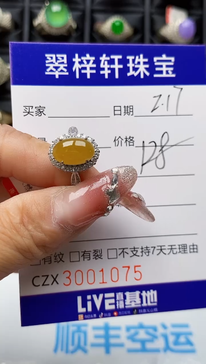 【闪购商品】翡翠戒指银S925镶嵌1075