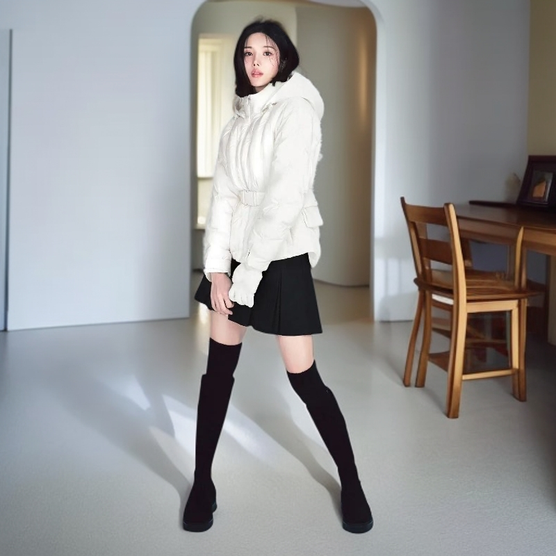 KL弹力厚款中长款冬季女时尚骑士优等品单排扣
