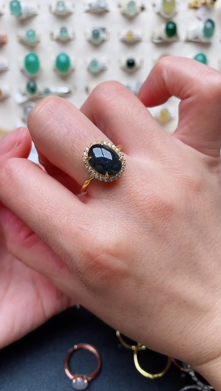 【闪购商品】翡翠戒指银S925镶嵌天然翡翠 1111  5+