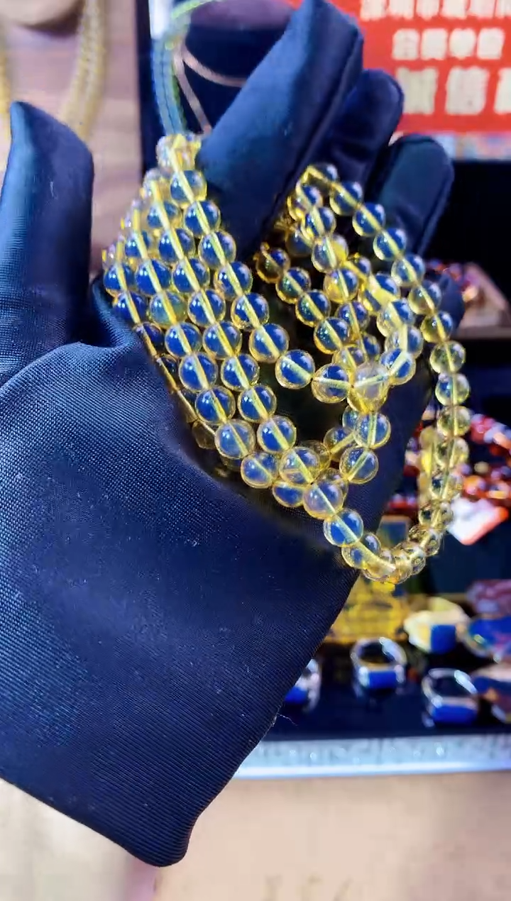 【闪购商品】琥珀珠宝奇石未镶嵌6mm赛多米蓝珀108串