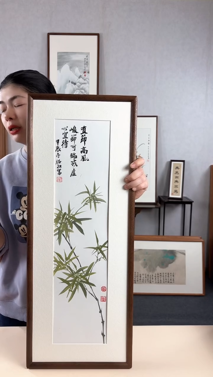 【闪购商品】国画手绘*竹子*28*72cm实木框