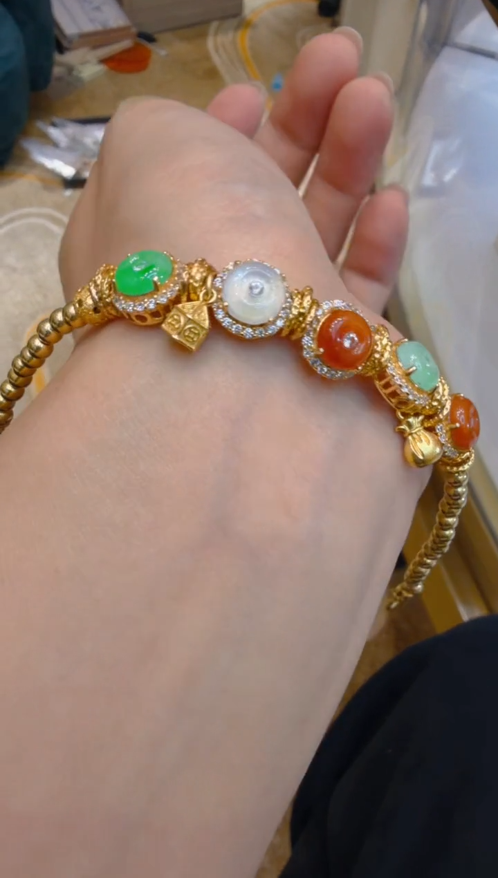 银S925镶嵌手链翡翠多样性团购发一件