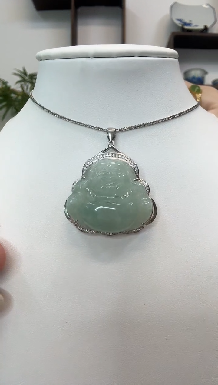 吊坠(赠链)银S925镶嵌翡翠佛公