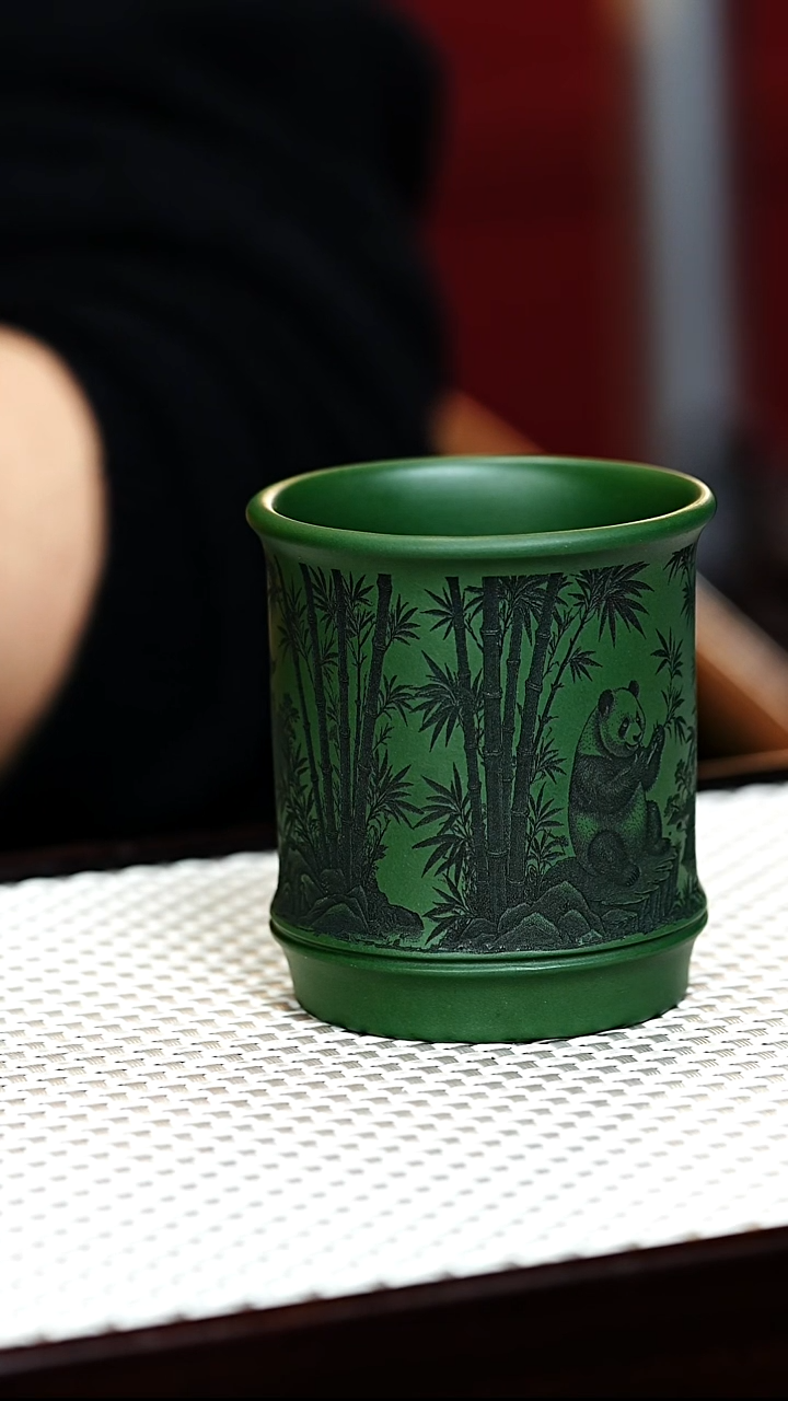 茶壶紫砂宜兴紫砂 主人杯 熊猫竹节 任家娟 h214