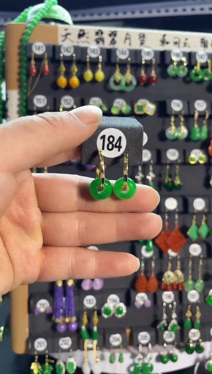 【闪购商品】翡翠耳饰银S925镶嵌老184