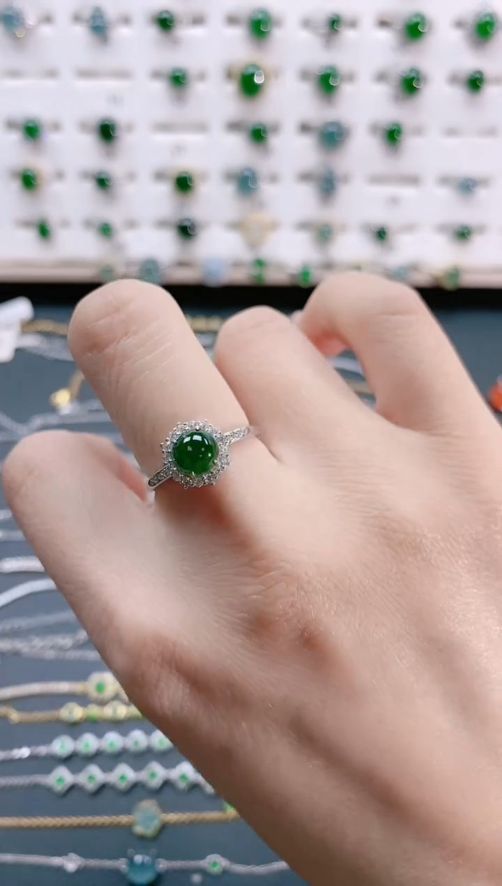 【闪购商品】翡翠戒指银S925镶嵌天然翡翠