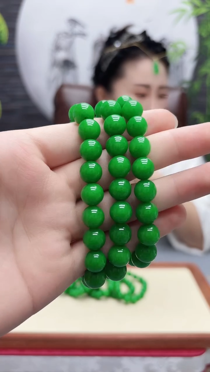 未镶嵌手串翡翠满绿卡10