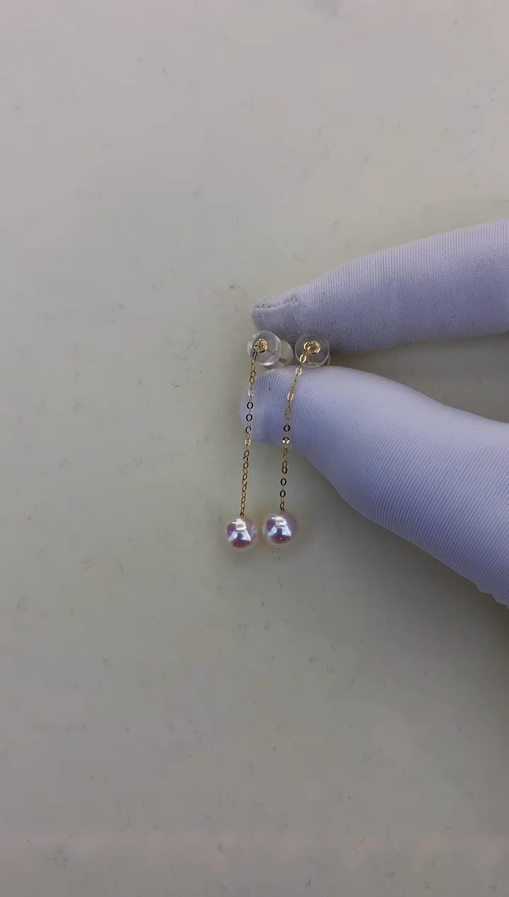 18K金镶嵌DA海水珍珠 GD040 6-7 耳线定制