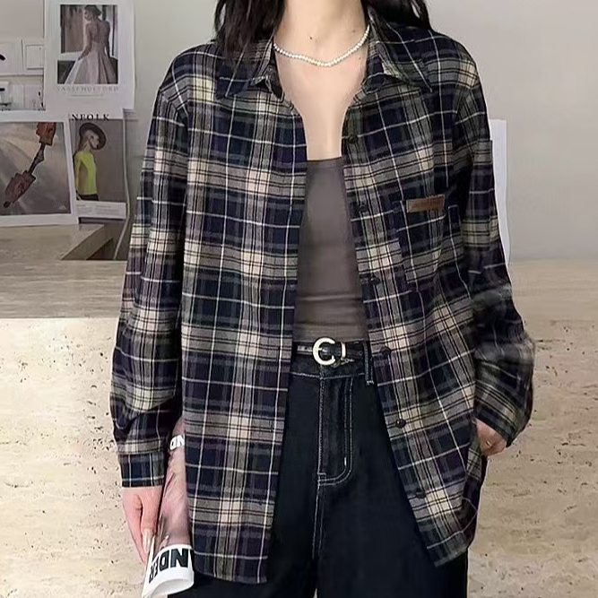 25767天美女装格子外套XL（衣长70-71）