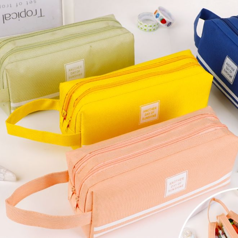 韩版笔袋男初高中生超大简约容量创意双层文具盒女生拉链帆布笔袋