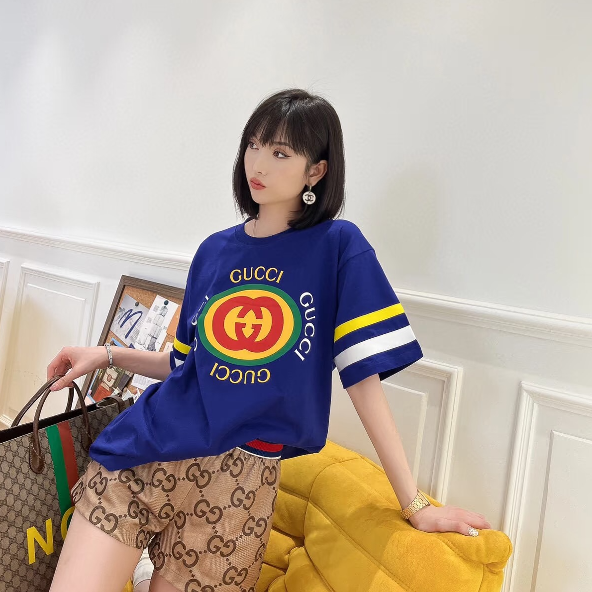 未使用 GUCCI/古驰 字母图案logo印花短袖T恤