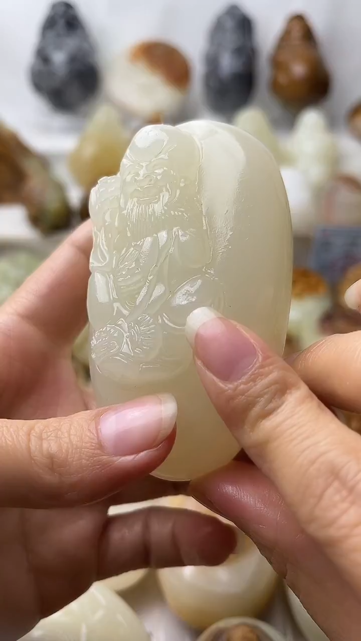 石材古青石棉纹正常不退换寿星微瑕