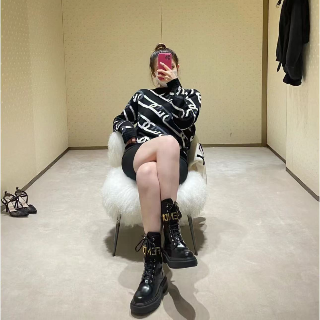 未使用 FENDI/芬迪 /六六/女士中筒靴