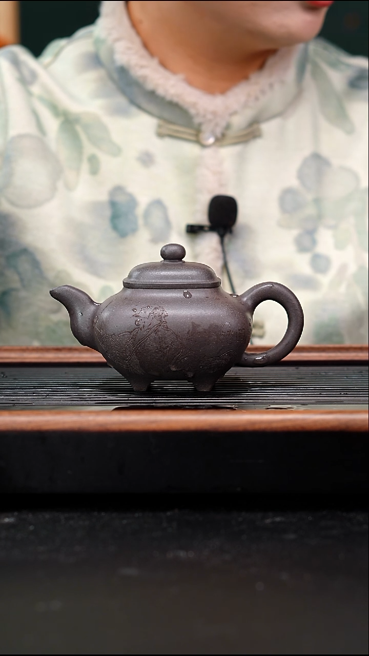 茶壶紫砂全手工天青传炉刻绘270