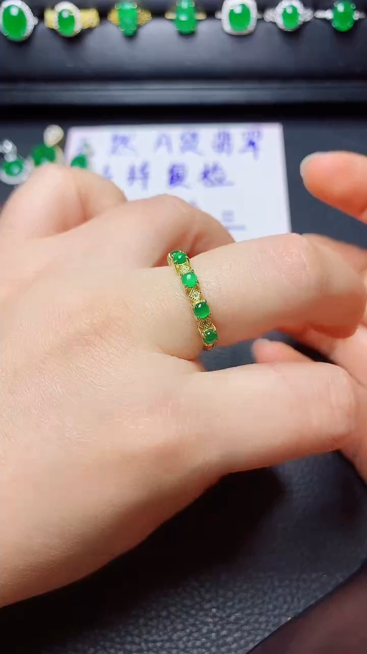 银S925镶嵌戒指翡翠天然翡翠A货s925银镶