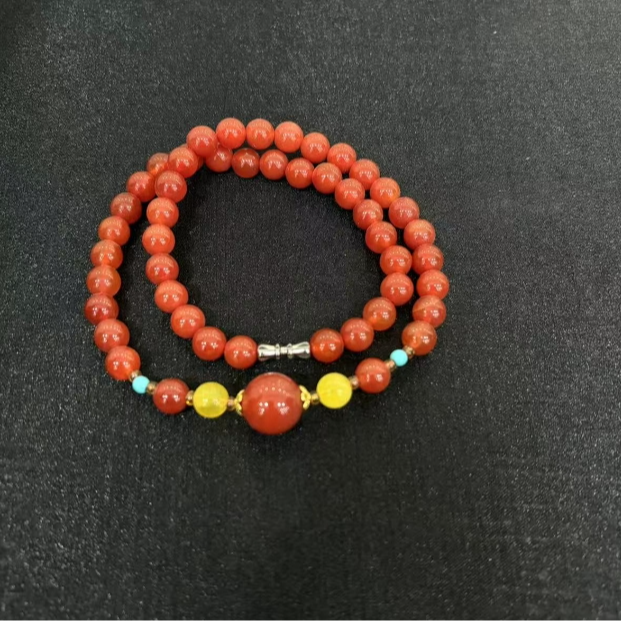 玛瑙项链红韵宫廷风镶合金项链T3