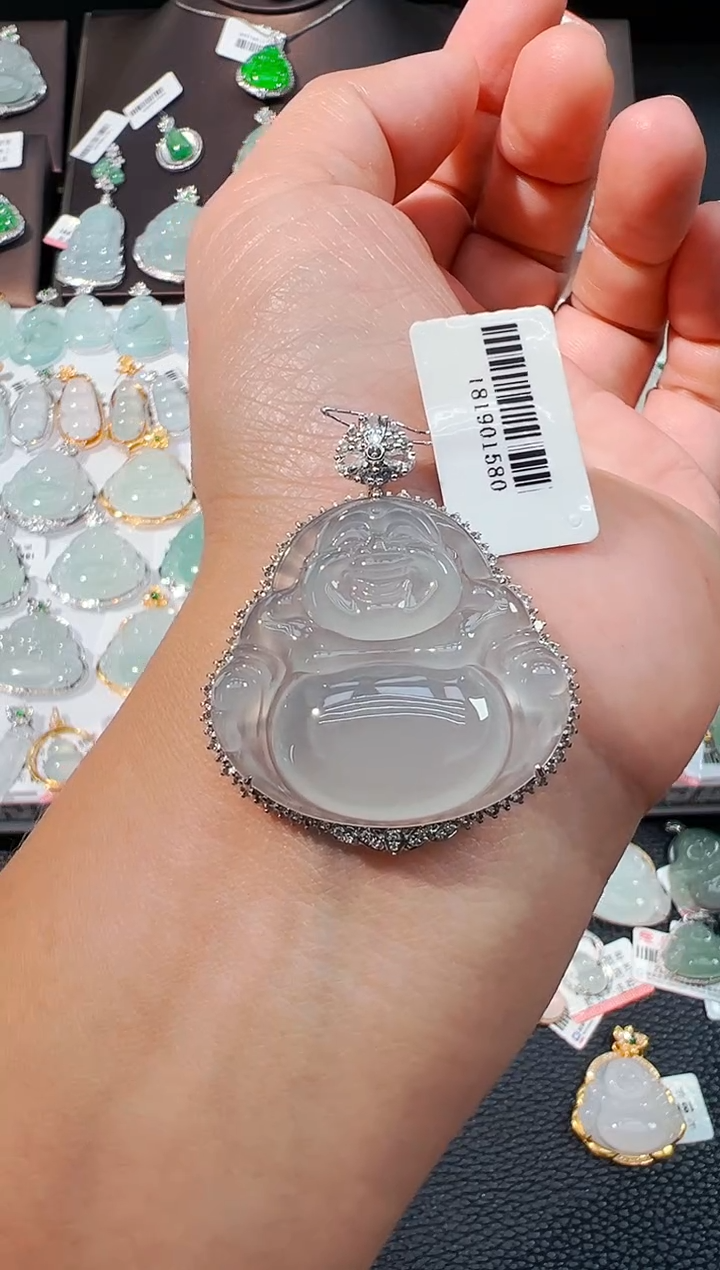 吊坠(不含链)18K金镶嵌翡翠佛公吊坠