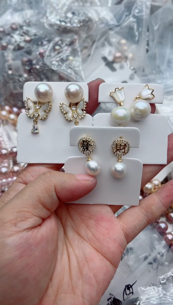 未镶嵌耳饰淡水珍珠多样性发其一，非无暇