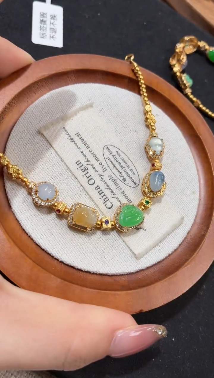 吊坠(不含链)银S925镶嵌翡翠手链