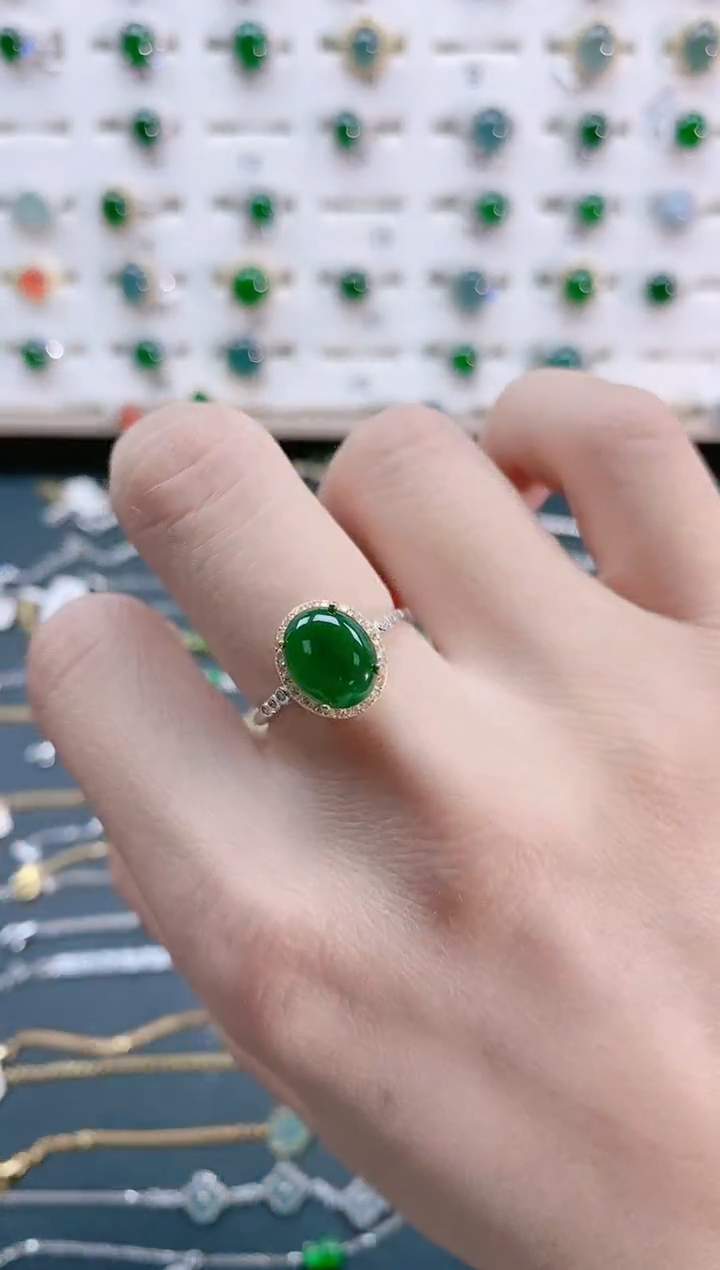 【闪购商品】翡翠戒指银S925镶嵌天然翡翠
