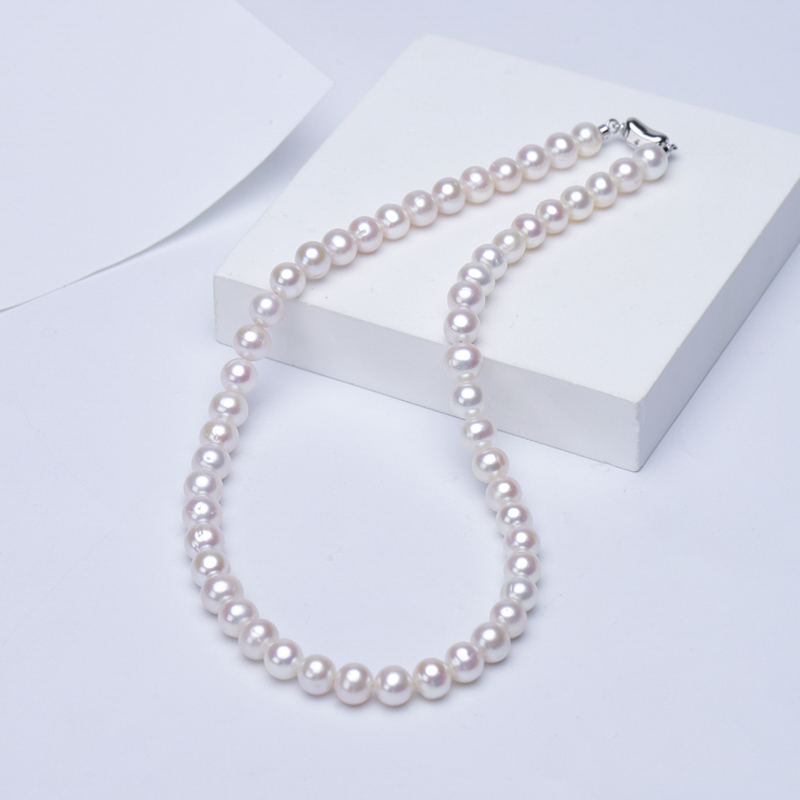 【极光小天女】天然无核淡水时尚珍珠百搭7-8mm s925银元宝扣头