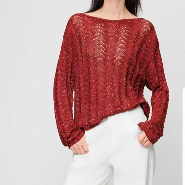 （搞死同行，弄死自己）GXO春季新款珠片绣设计感镂空宽松罩衫SY0073
