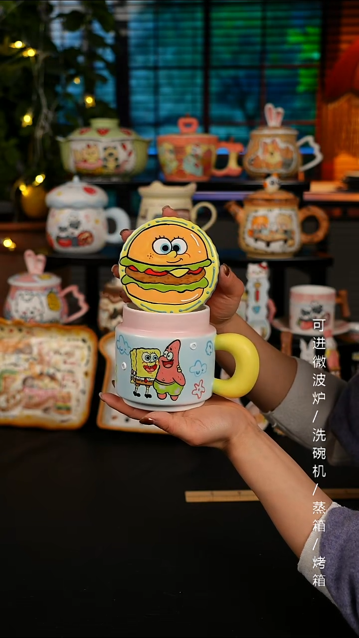 陶瓷无盖款景德镇高温釉下彩纯手绘创意瓷 