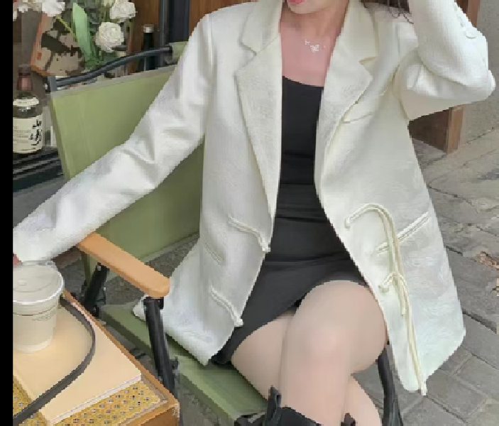 040新中式国风上衣女高端西服杏色开衫新款温柔风春季外套