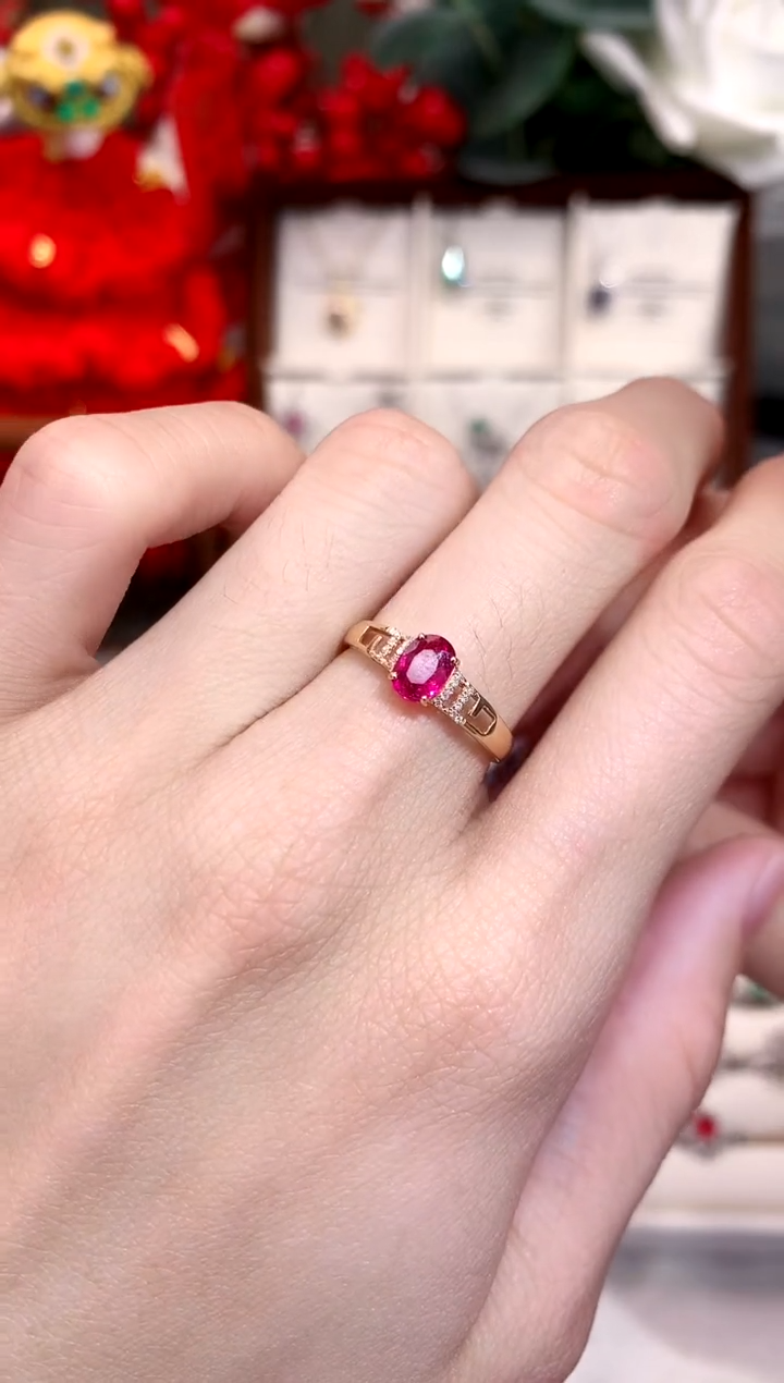 【闪购商品】碧玺戒指18K金镶嵌0.70ct/天然宝石/七天无理由