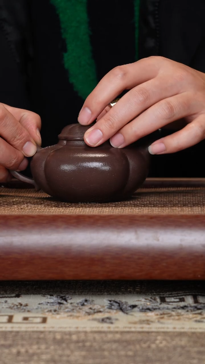 【闪购商品】紫砂茶壶海棠天青半手工