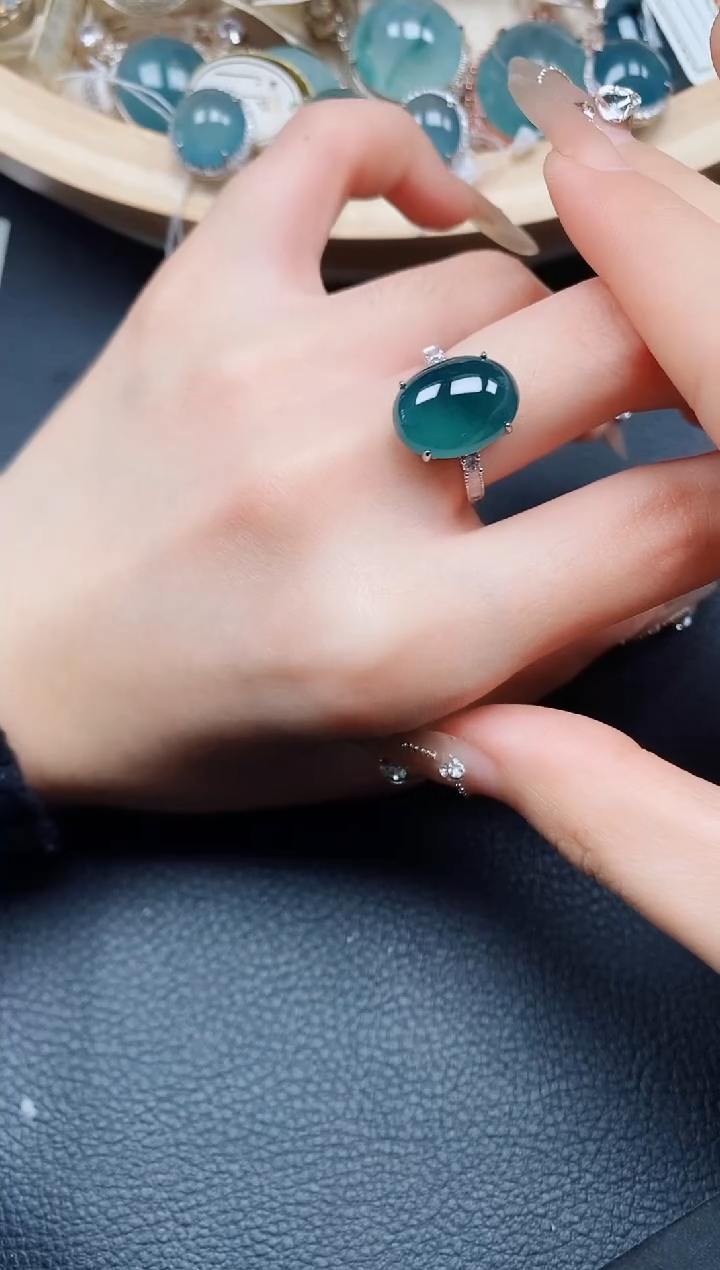 【闪购商品】翡翠戒指银S925镶嵌翡翠