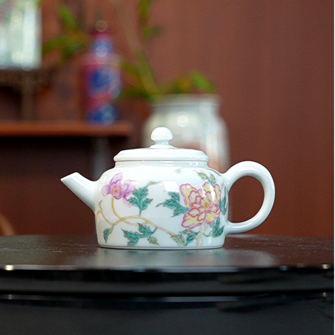 12.30/N00035/熙工坊/粉彩花鸟茶壶