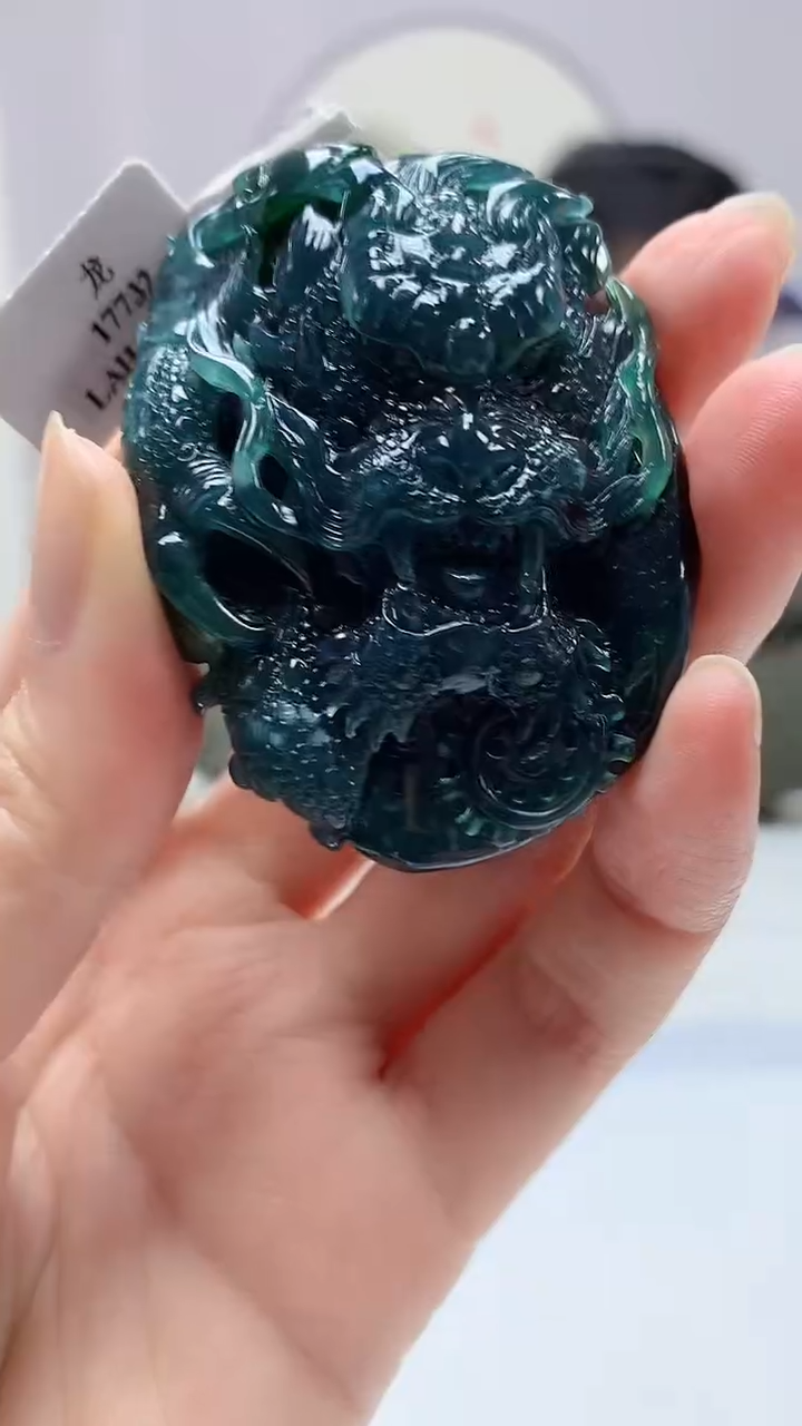 【闪购商品】定制翡翠未镶嵌5152zm-毛货挂件127龙牌