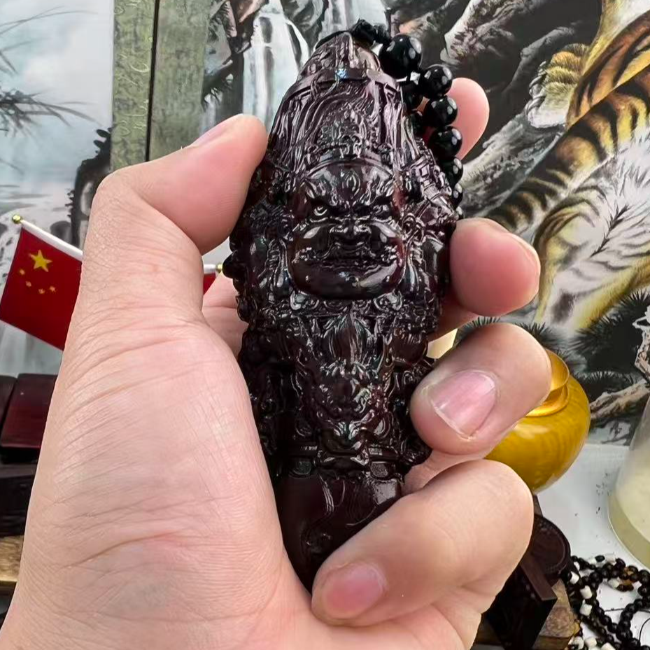 紫檀木【大号大黑天降魔杵】木雕手把件
