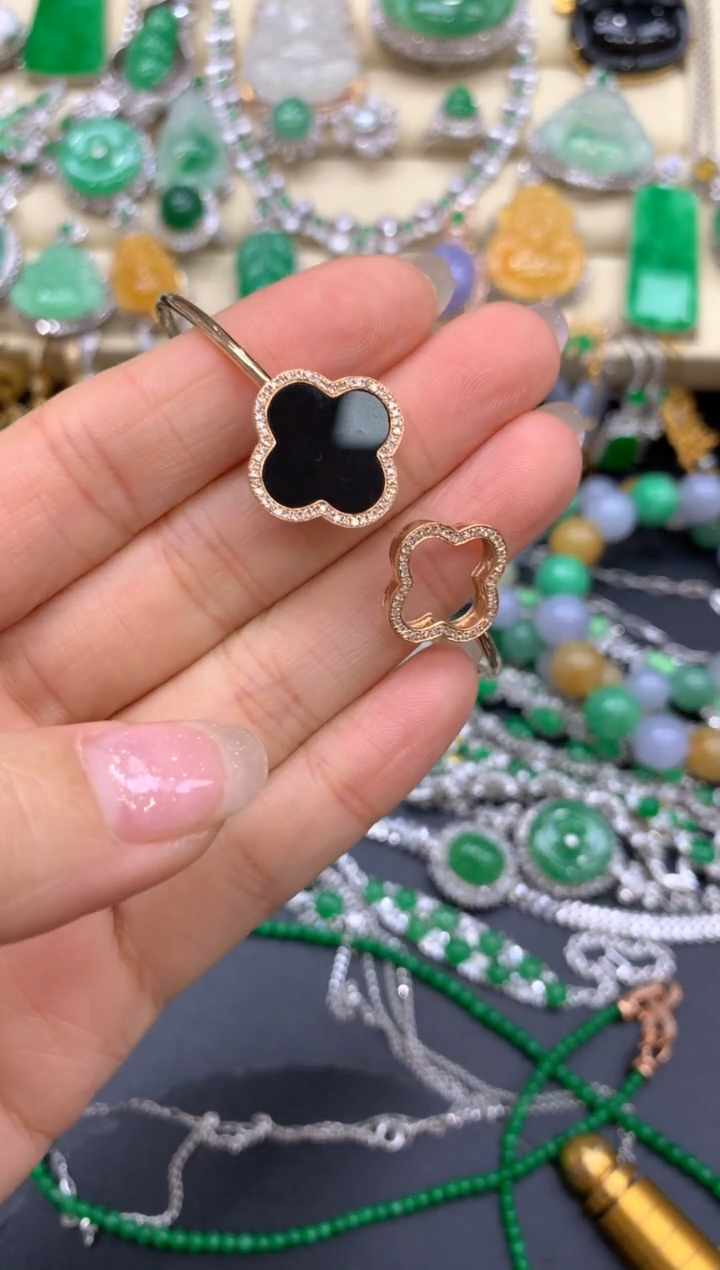 【闪购商品】翡翠手镯18K金镶嵌404-中国好珍宝