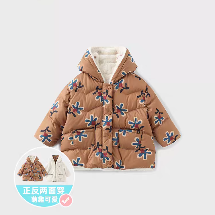  moimoln小云朵童装秋冬女童羽绒服儿童两面穿冬装洋气外套LS